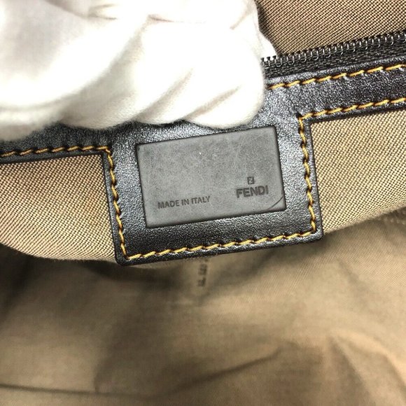 FENDI 8BN174 Zucchino Bag Hand Bag PVC / nylon Beige - Picture 10 of 12